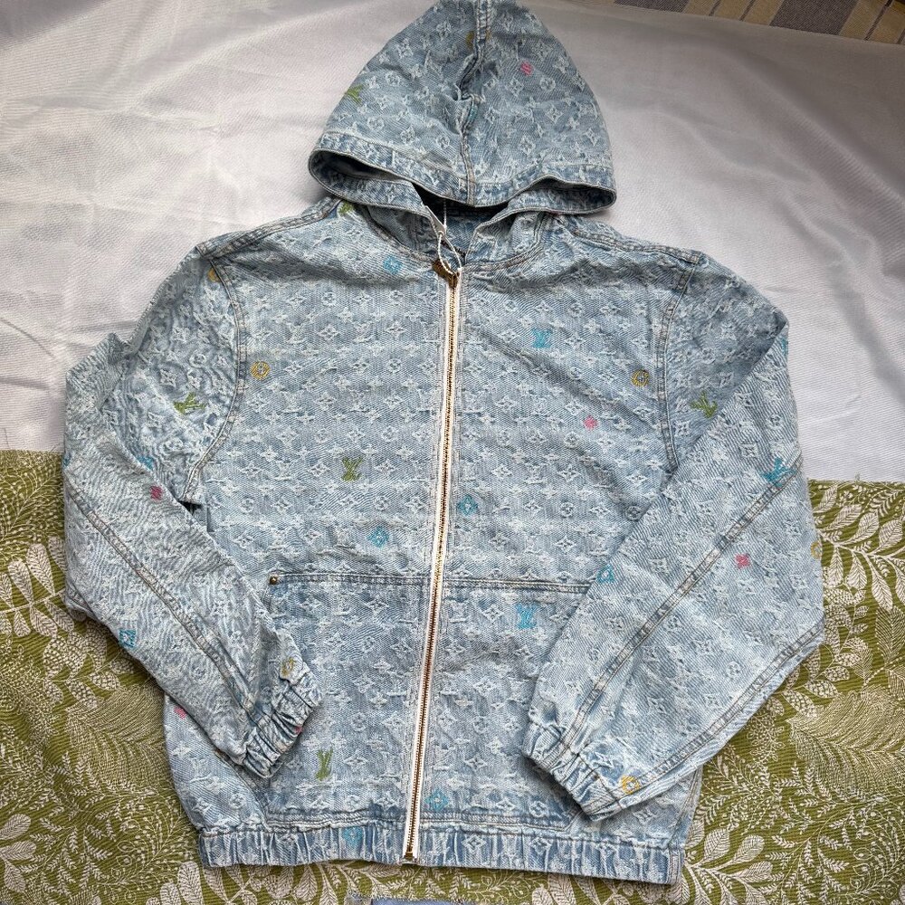 Louis Vuitton Blue Distorted Zip Up Jacket